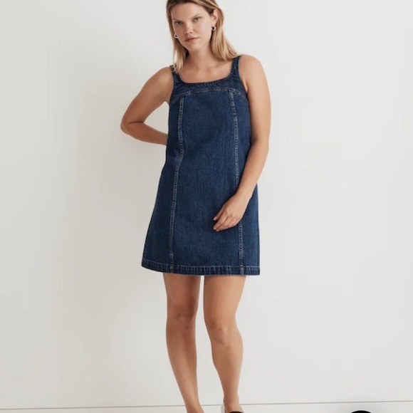 Madewell Denim A-Line Sleeveless Mini Dress in Ladera Wash 0 - Picture 1 of 9